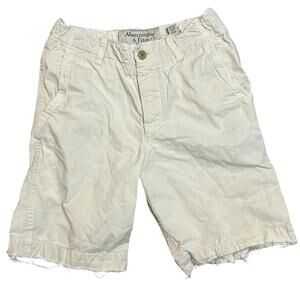 Y2K Abercrombie & Fitch Distressed Khaki Cargo Shorts Mens Size 32 Drawstring